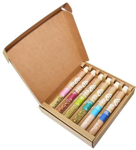 Bad Ischler Natursalz Provetten Samplingbox, Gewürzsalz Geschenkbox, 6 Reagenzgläser mit Salz aus Österreich