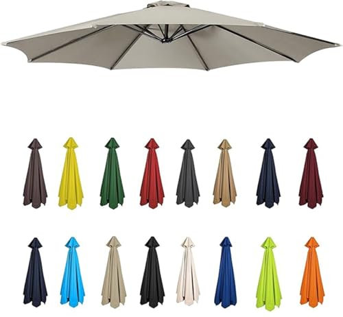 Toldo de Recambio de Sombrilla 2/2.3/2.5/2.7/3 Metro Impermeable Cubierta de Repuesto para Paraguas 6/8 Varillas Terraza Exterior Parasol Jardin Ttrasero Paño de Repuesto(Color 5,(8ribs) 2.7m/8.2ft)