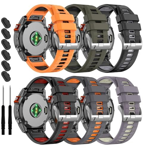 XIRIXX 20 mm compatibile con cinturino Garmin Fenix ​​7S 7S Pro 6S 6S Pro 5S 5S Plus, cinturini in morbido silicone per smartwatch Approach S70 42mm/Instinct 2S/Descent Mk2s(6Pack1)