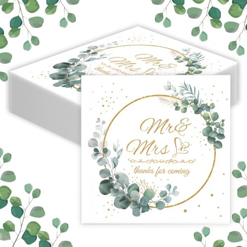Lucktao 40 Stück Servietten Hochzeit,Grün Eukalyptus Servietten,Servietten Herzen um Eukalyptus weiß,Servietten Konfirmation,Salbeigrün Hochzeit Tischdeko 33x33cm