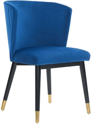 Life Interiors Sofina Modern Tufted Velvet Dining Chair – Upholstered Accent Chair with Curved Back, Gold-Tipped Rubberwood Legs & Durable Wooden Frame - Dining Room Living Room Restaurants