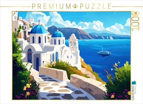 Puzzle · Griechenland | Farbenfrohe Santorini Kunst · 1000 Teile · Lege-Größe 64 × 48 cm · CALVENDO Puzzle