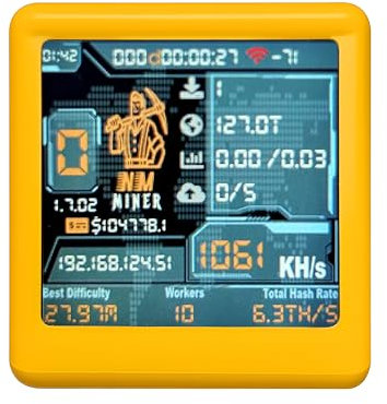 Heltec Automation NM-TV 154 Mini-Mining-Display | 1,54-Zoll TFT-Bildschirm | 1060 KH/s Hashrate (WLAN/BLE, kein PC benötigt)