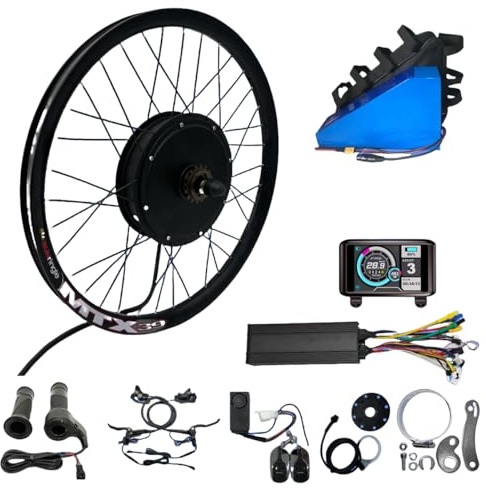 ebsenopower E-Bike Umbausatz, 72V 3000W, 24-29 Zoll/700C MTX39 Hinterrad mit 72V 26Ah Dreiecksakku (29er Hinten)