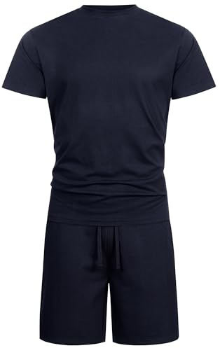 Indicode Herren Comfy Shorts & Shirt Bundle Sommerset aus Baumwollmischung | leichtes Shorts Set, Sweatshorts & T Shirt Set, Zweiteiler aus weicher Baumwollmischung, Freizeitanzug, Sommer Set für Männer