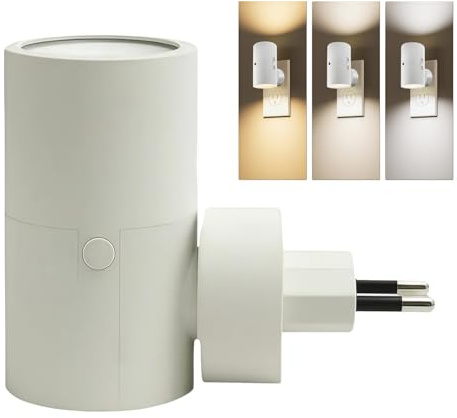 AAFGVC The Light Supplier PLUGIFY One – Moderne Steckerlampe mit Bewegungssensor, 3 Modi und 3000K warmweißem Licht für Badezimmer und Kinderzimmer (Weiß,1)