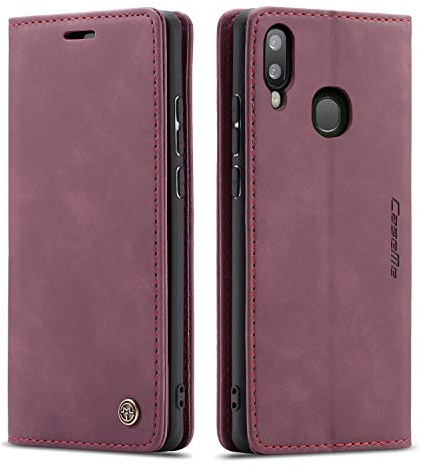 GerlWorld Hülle für Samsung Galaxy A20E, Leder Klapphülle Wallet, Weinrot | PU-Leder Wallet Case mit Kartenfächern, Standfunktion und stoßfester TPU-Schale – für Alltag, Arbeit und Reisen.