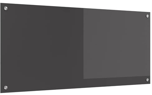 Dark Grey Tempered Glass Kitchen Splashback 110 x 50 cm Heat Resistant with 4 Pre-Drilled Holes for Modern Kitchens Splash and Easy Cleaning