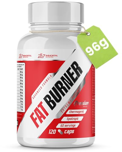 IMMORTAL NUTRITION Fat Burner - L-Carnitin, Grüntee-Extrakt, Guarana & Koffein - Thermogene Formel - 120 Kapseln / 60 Portionen