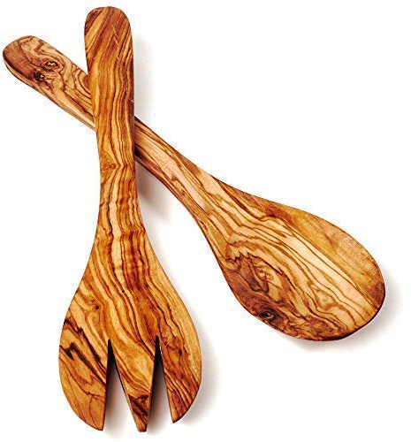 das Olivenholzbrett Posate per Insalata, Posate da Portata di Legno D 'ol Ivo - 30cm
