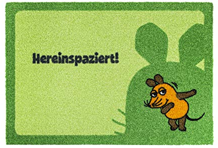 LAKO Waschbare ca 50x75 cm Hereinspaziert-Die Maus Fußmatte, Polyamidfaser, 50 x 70 x 0,6
