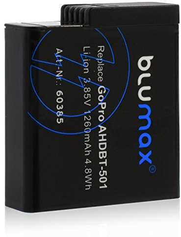 Blumax Batteria per GoPro Hero 5 / Hero 6 Black – AABAT-001 / AHDBT-501-1260 mAh 3,85 V agli ioni di litio