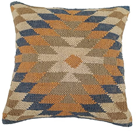 tradestar Kelim Kissenbezug 18 x 18, handgefertigt Kissen, Kelim Teppich Kissen, Indian Kissenbezug aus Jute, Vintage Kissen Fall, Ethnic Kissen 18X18 Inches Muster 9