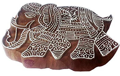 Asiatisch Holzstempel Groß Elefant Muster Großer Drucken Blöcke
