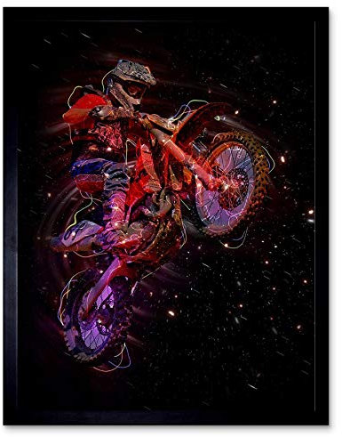 Wee Blue Coo Electric Light Motocross Bike Art Print Framed Poster Wall Decor Kunstdruck Poster Wand-Dekor-12X16 Zoll