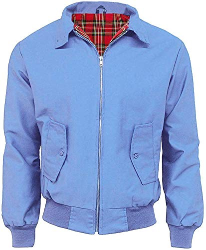 Army And Workwear Harrington - Chaqueta clásica con cremallera para hombre, diseño a cuadros, azul celeste, M
