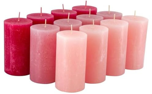 Klocke Kerzen Rustikale Stumpenkerzen - Wachskerzen/Rustickerzen/Adventskerzen Weihnachten (Happy Pink-Mix, Standard: Höhe 11cm / Ø 6cm)