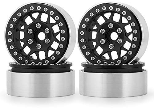 AXspeed 1,9 Zoll Beadlock Felgen, Metallische Felge Set für 1/10 RC Crawler Axial SCX10 RedCat TRX-4, 4 Stücke (Schwarz)