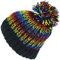 LOUDelephant Wolle Gestrickte Beanie-Mütze Pudelmütze - Schwarz Regenbogen, One Size