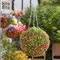 Garden Mile Artificial Topiary Ball Hanging Fake Flowers Red Roses Faux Floral Ball with Hanging 3 Way Chain Garden Outdoor Decoration Red Artificial Flower Plant