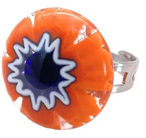 Muranoglas-Schmuck, Muranoglas-Ring, hergestellt aus Millefiori, 2,3 cm, verstellbar, Einheitsgröße – inklusive Geschenkbox und Zertifikat