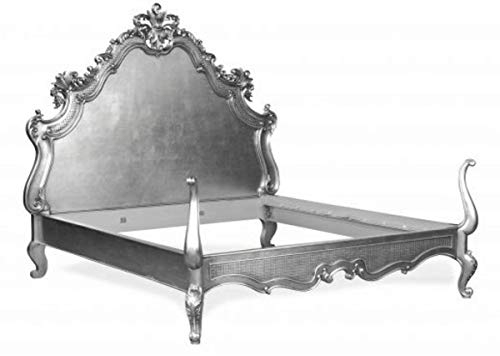 Casa Padrino Barock Bett Lusso Superior Silber 180 x 200 cm aus der Luxus Kollektion