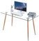 GOLDFAN Glas Schreibtisch Metallbeine Bürotisch Computertisch Arbeitstisch Eckschreibtisch Rechteckiger Tisch 110cm