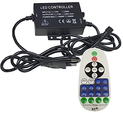LED ATOMANT Intensity Controller mit RF Controller für 220v Monochrome LED Strip, Ermöglicht den Anschluss von bis zu 100m 220v LED Strip, Mehrere Beleuchtungsmodi Fade/Strobe/SOS/Progressive