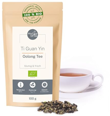 MyCupOfTea Tie Guan Yin Bio Oolong Tee lose, 100 g | Halbfermentierter Oolong aus Fujian, blumig-frisch, gerollte Blätter für mehrere Aufgüsse, Wulong Ceremonial Grade
