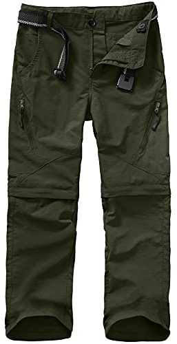 Boys Pants, Kids,Little Kid, Cargo Hiking Casual Outdoor Quick Dry Waterproof Climbing Convertible Trousers #9035 Army Green-M(9-10)