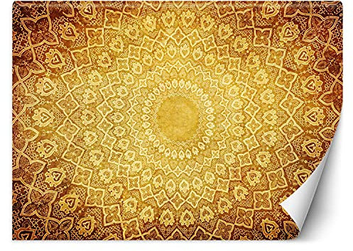 Feeby Vlies Fototapete Uv Gel Druck Abstrakt Mandala 368x254 cm Gelb Schlafzimmer Wohnzimmer Büro Hotel Flur Ornament Arabeske