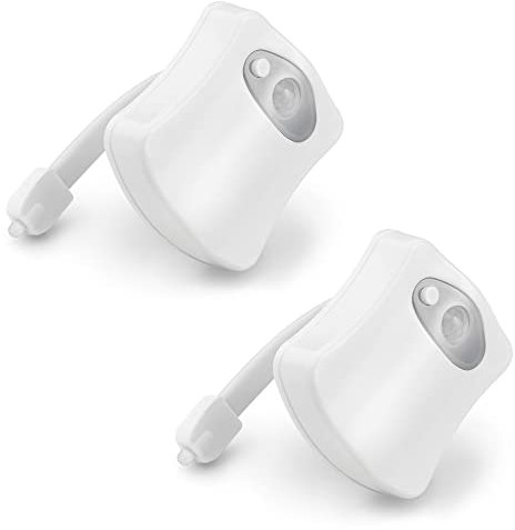 HAC24 2er Set LED Toilettenlicht mit Bewegungsmelder WC Nachtlicht Toiletten Lampe Beleuchtung Klolicht mit Farbwechsel Batterie