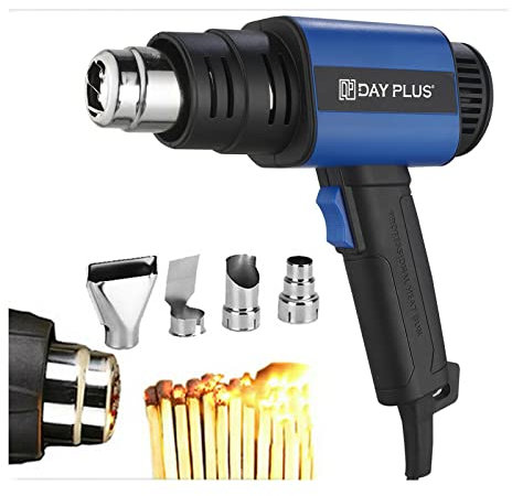 2000W Hot Air Gun 50℃- 650℃, Temperatures Control for Heat Shrink Paint Remover DIY Striping Paint Shrinking Tubing PVC with 4 Different Nozzles LCD Screen