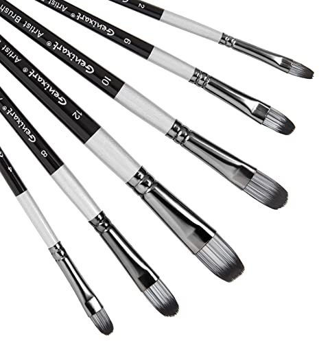 Filbert Pinsel-Set, 6 Stück Künstlerpinsel für Acryl-Öl-Aquarell-Gouache-Malerei, Premium-Nylon-Haarkunst-Pinsel für Anfänger und Profis