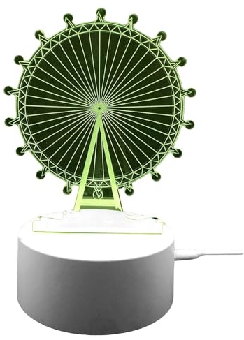 True Face 3D Optical Illusion Night Light, Touch LED Table Desk Lamp 7 Color Changing USB Charger Powered Touch Switch Desk Night Light for Kids Friends Gift London Eye