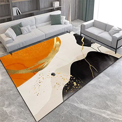 RUGMRZ Sitzecke Wohnzimmer Teppich Outdoor Balkon Minimalistisch Orange schwarz weiche Schlafzimmer Accessoires sind bequem und langlebig Teppichmatte 60x90cm