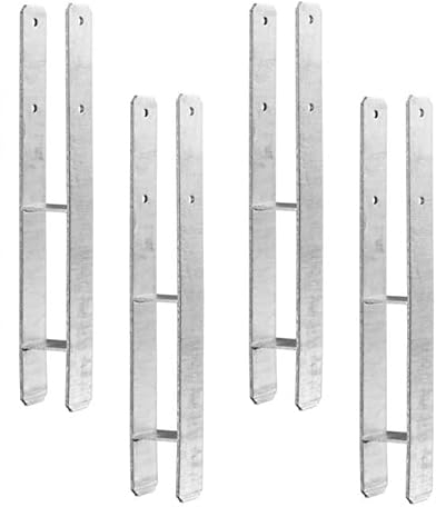4 x Heunert H-Pfostenträger H-Anker Pfostenanker Set 4 Stück 91, 101, 121 oder 141 verzinkt inkl. Schraubenset mit CE Zeichen extra stark (4 Stück 91 x 800 x 6 mm)