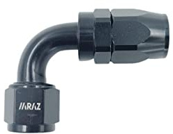 Conector/Racor giratorio de Extremo de Manguera, Línea de Combustible/aceite, Adaptador de Enfriador de Aceite Color Negro Anodizado codo 90º AN10