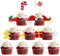 Blumomon 36 Stück Fröhliche Weihnachten Cupcake Topper Glitzernden Schneeflocken,Süßigkeiten,Hüten,Geschenk Elfen Kuchen Dekorationen für Weihnachts