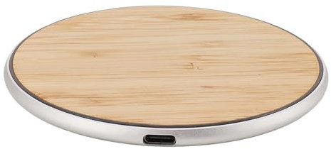 Chargeur sans Fil en Bambou 15W,Rapide, sans Fil et Pratique, Conception Multifonctionnelle, Matériau de Première qualité, Conception Ronde, adapté aux Téléphoneset iOS