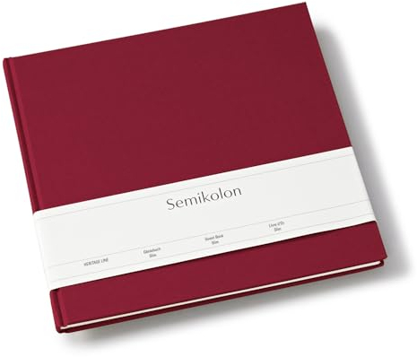 Semikolon 370425 Livre d'or Slim - 25 x 23 cm avec 100 pages vierges à personnaliser, marque-page - bordeaux foncé