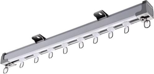 Vorhangschiene Aus Aluminiumlegierung, 1m/1,5m/2m/2,5m/3m/3,5m/4m, Decken- Oder Wandmontage, Einzelne Gardinenschiene, Raumteiler-Schienensystem, Für Wohnzimmer, Schlafzimmer, Dusche, Kleiderschrank (