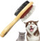 Dog Brush Double Sided Wooden Dog Brushes for Grooming Cleaning & Messaging 2 in 1 Pin & Bristle Soft Pet Hair Brushes for Dogs & Cat Long or Short Haired-Model ‎DCB01