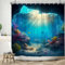 ASDCXZ Meeresboden Duschvorhang 180x200 cm, Blau Tiefsee Ozean Bunt Unterwasserwelt Seefische Koralle Bad Waschbar Duschvorhänge Polyester Textil Wasserdicht Badevorhang für Badewanne mit 12 Haken