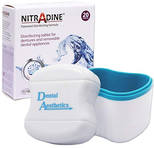 Nitradine Tablets & Cleaning Bath: Denture & Retainer Cleaner (Bath & 1 Box of 20 Nitradine Tablets)