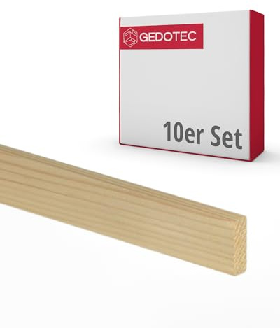 Gedotec Holzleisten - Holzbretter zum bauen Bastelklötzchen 100 cm lang | 10 Stück 10 x 29 mm | BASIC | vielseitiges Holz zum Basteln von verschiedenen Objekten - für Fensterbank Verkleidung innen