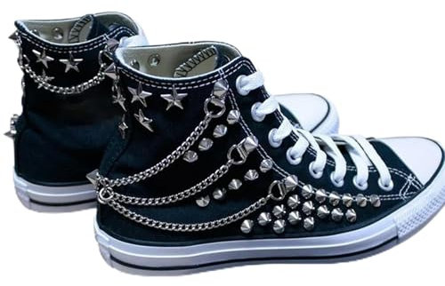 ZIRIA Gürtelkette Sport Nieten Segeltuchschuhe Pailletten Bequeme Wanderschuhe Nieten Schuhe, 1, 44 EU