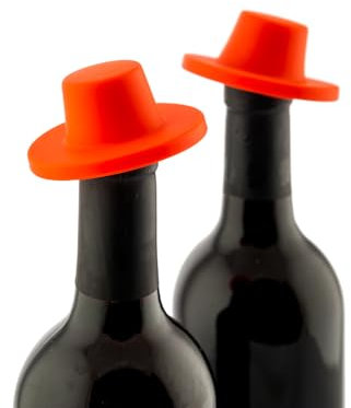 (10 Unidades) Tapón Vino Silicona, Sombrero Cordobés Naranja para Botella de Vino