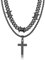 Bandmax Männer Layered Kette mit Kreuz Anhänger Edelstahl Herren Doppelte Halskette Set Dornen Panzerkette Schwarz Gliederkette 50CM Doppelkette Kubanisch Kette Kreuzkette Halsschmuck für Bruder