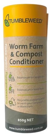 Tumbleweed Worm Farm & Compost Conditioner – Neutralizes Acidity, Balances pH, Enhances Worm Digestion & Reduces Odours – Natural Mineral Blend for Nutrient-Rich Soil & Pest Control - 850g